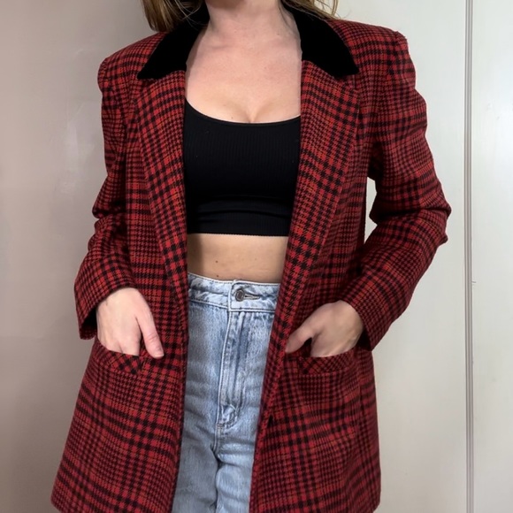 Vintage 1990s Wool Tartan Plaid Blazer - Picture 2 of 10